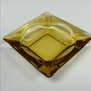 Vintage 4.5 x 4.5  amber glass ashtray by Anchor Hocking